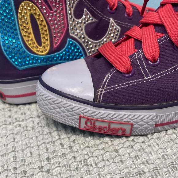 Purple High-Top Sneakers with Love/Peace Design Like New - Picture 5 of 8